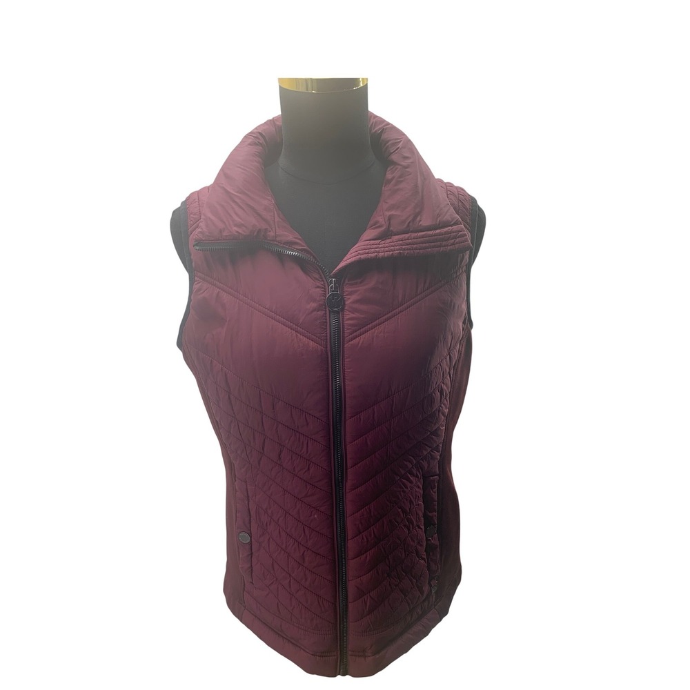 Michael Michael Kors Womens Quilted Puffer Vest Burgundy Wine Size M 142260 - Picture 2 of 9